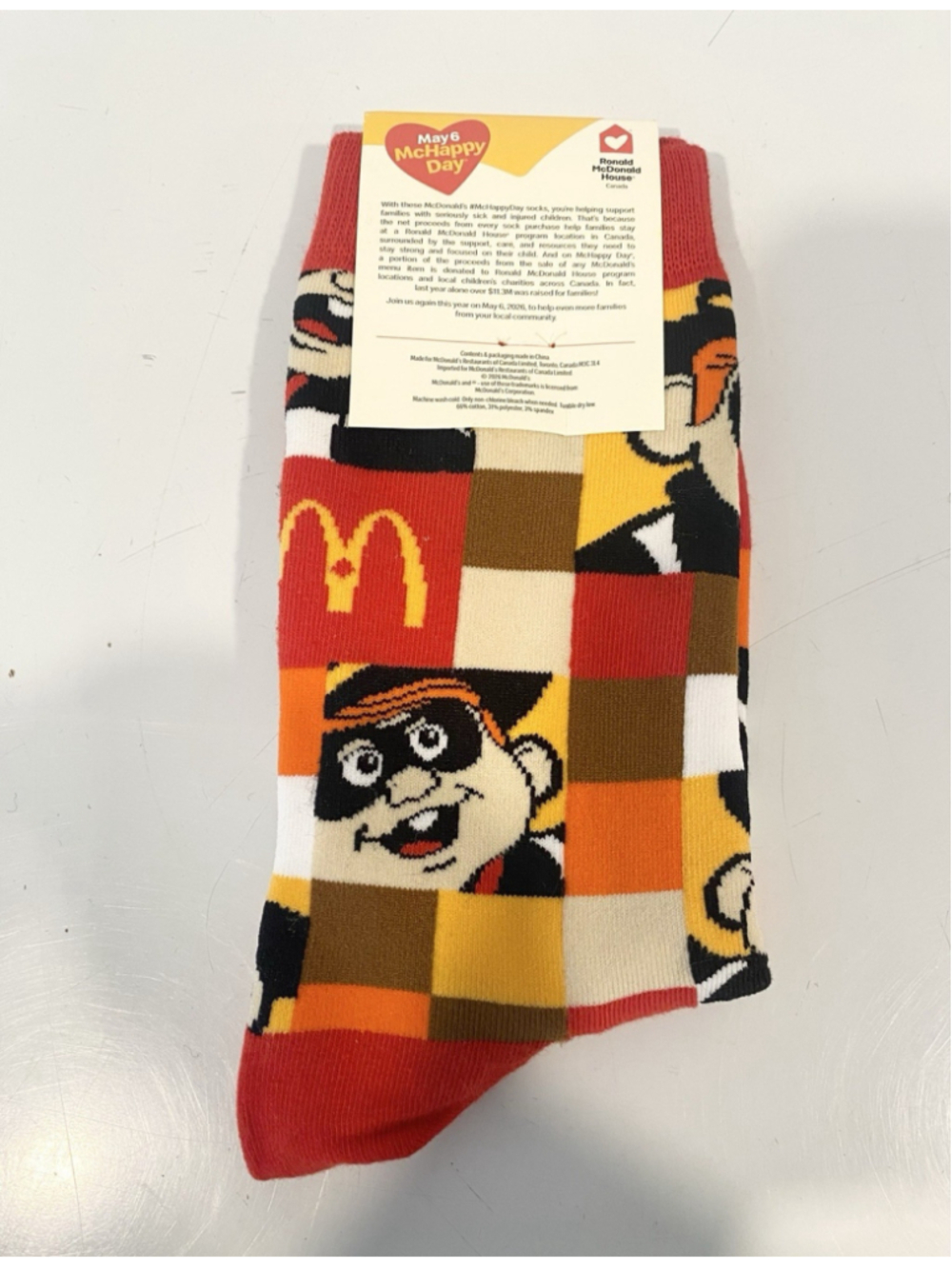 McDonald’s Hamburglar McHappy Day Socks 2026 Ronald McDonald House Canada NWT